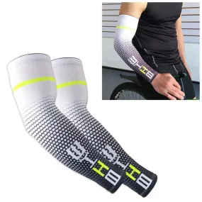 1 Pair Cool Men Cycling Running Bicycle UV Sun Protection Cuff Cover Protective Arm Sleeve Bike Sport Arm Warmers Sleeves, Size:L (White)