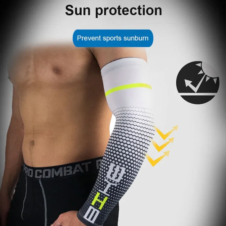 1 Pair Cool Men Cycling Running Bicycle UV Sun Protection Cuff Cover Protective Arm Sleeve Bike Sport Arm Warmers Sleeves, Size:L (White)