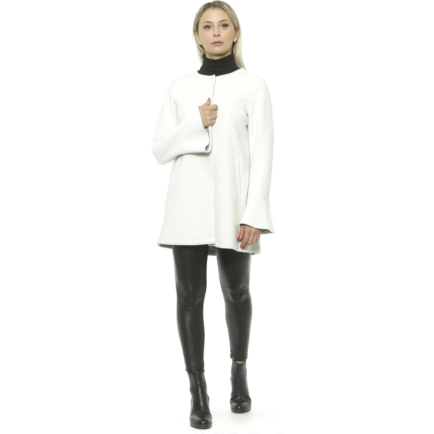 19V69 Italia Elegant White Neoprene Woman Coat