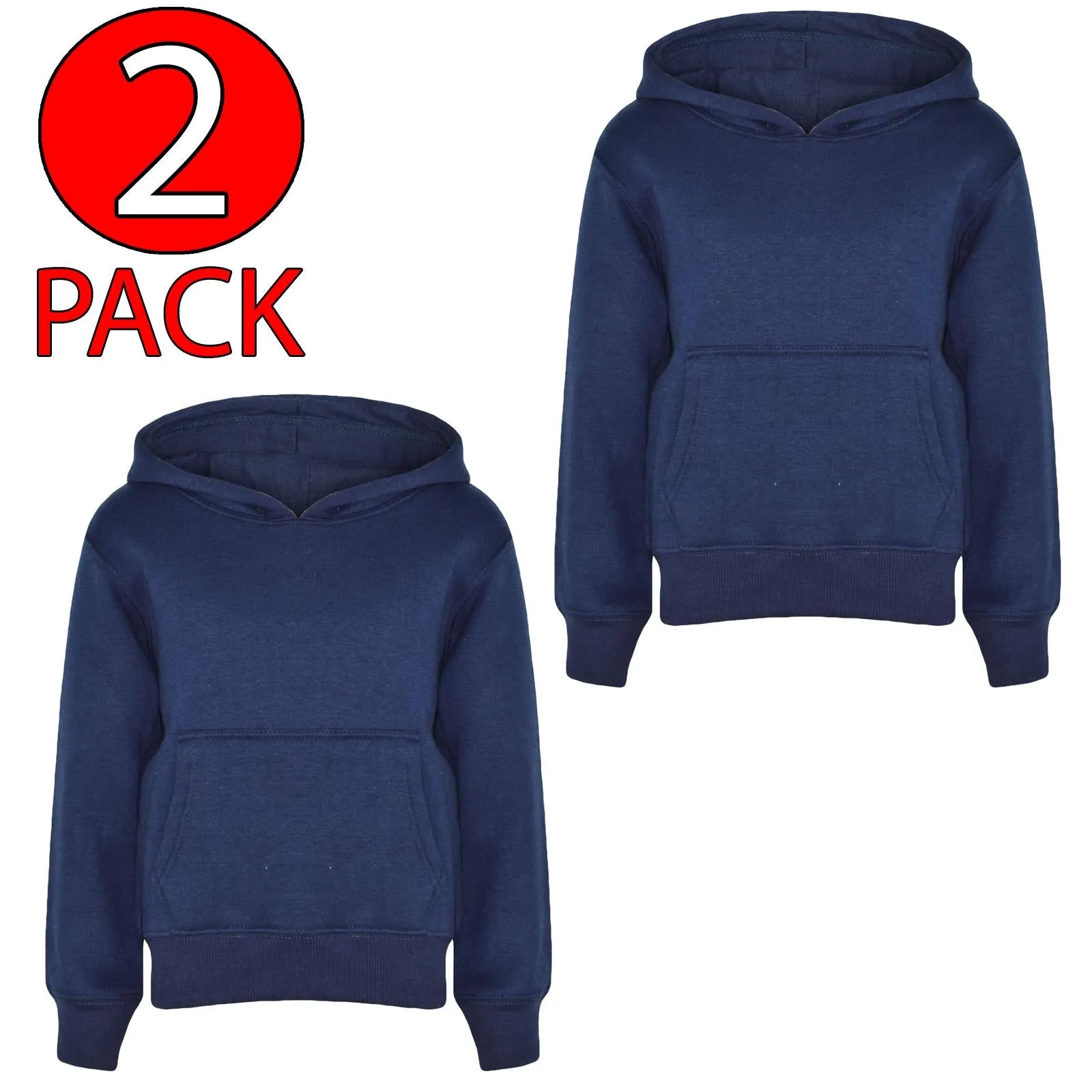 2 Pack Kids Casual Fleece Pullover Hoodie