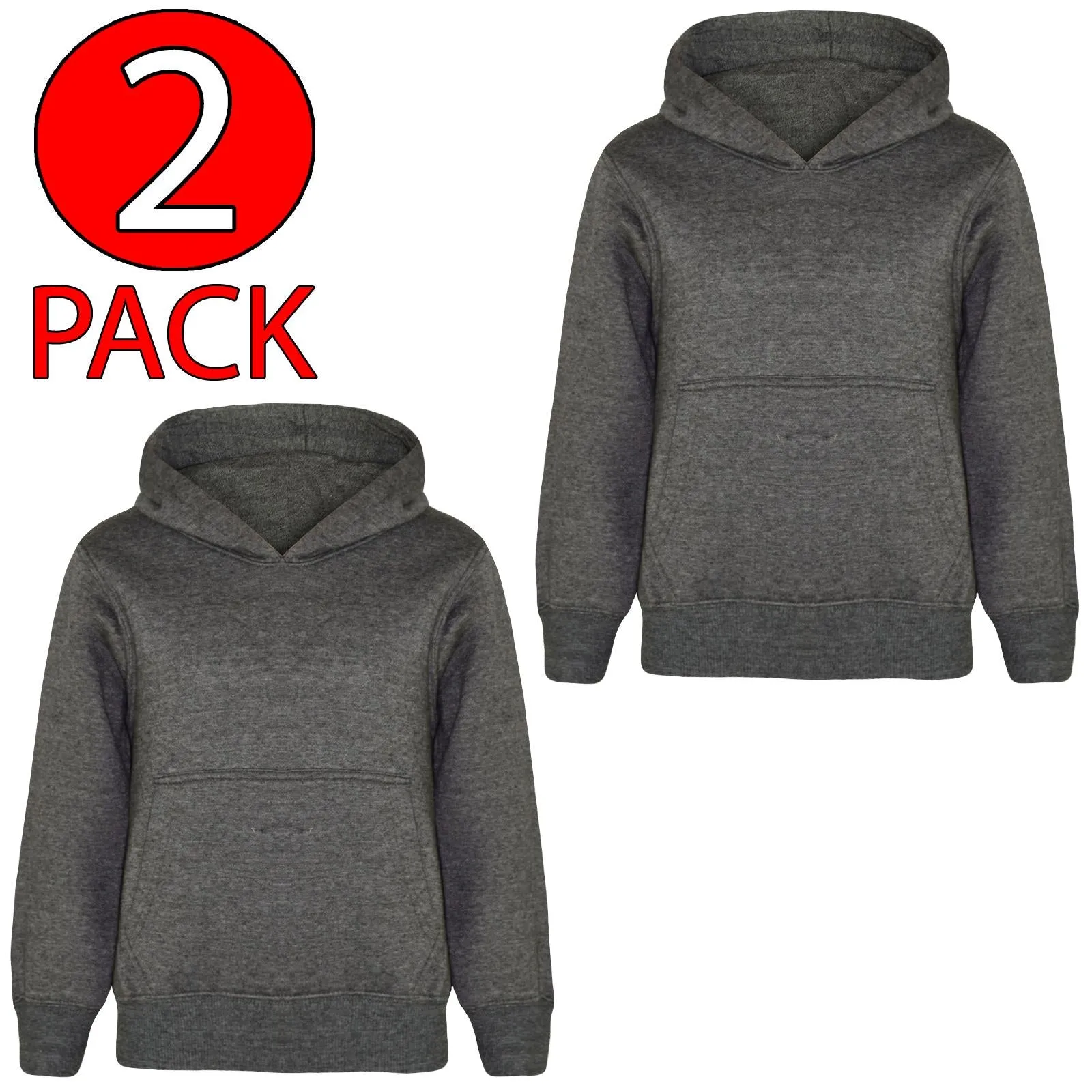 2 Pack Kids Casual Fleece Pullover Hoodie