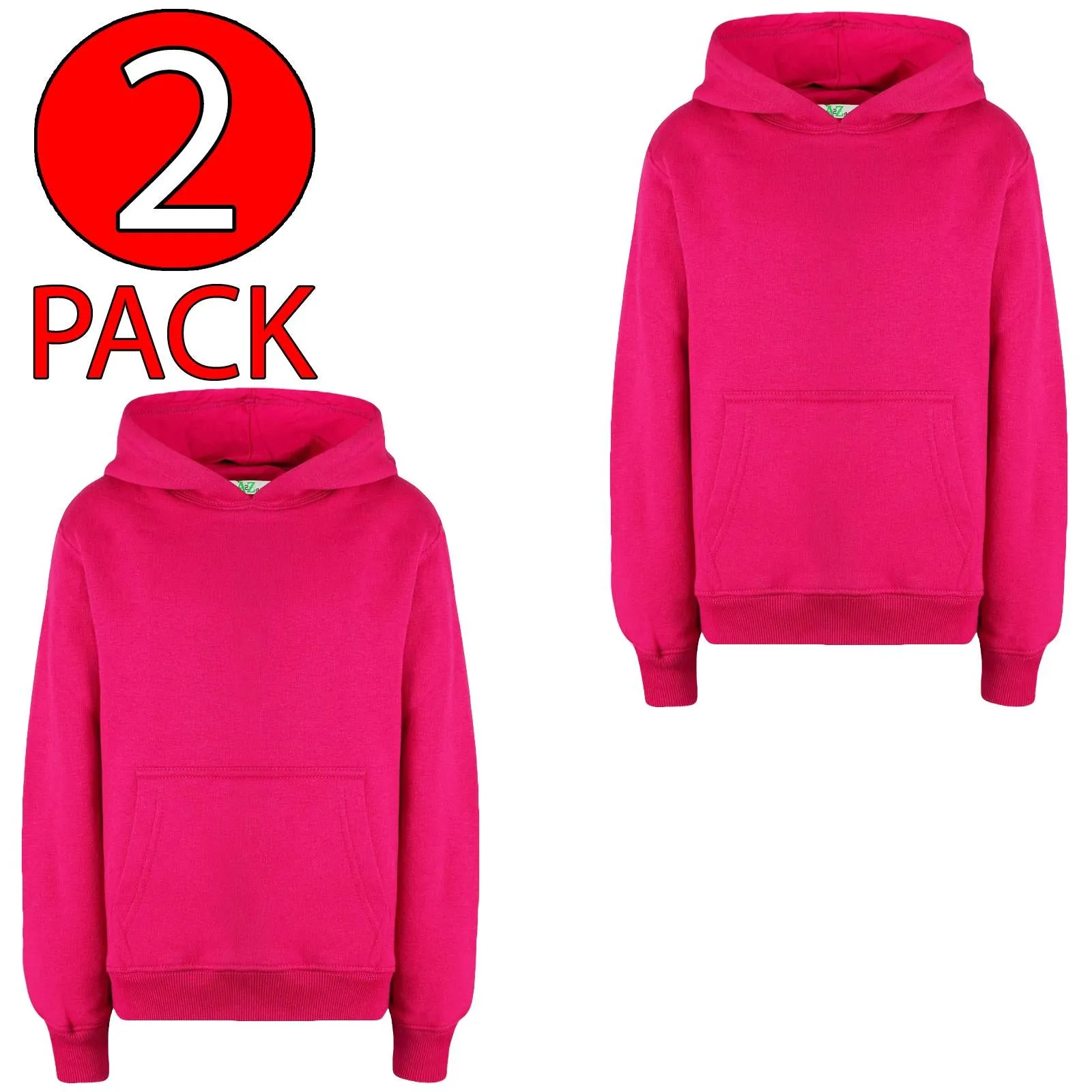 2 Pack Kids Casual Fleece Pullover Hoodie