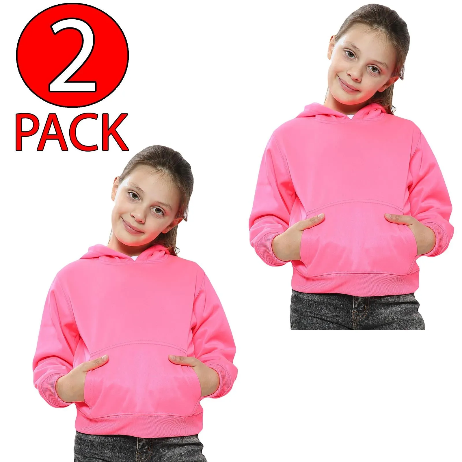 2 Pack Kids Casual Fleece Pullover Hoodie