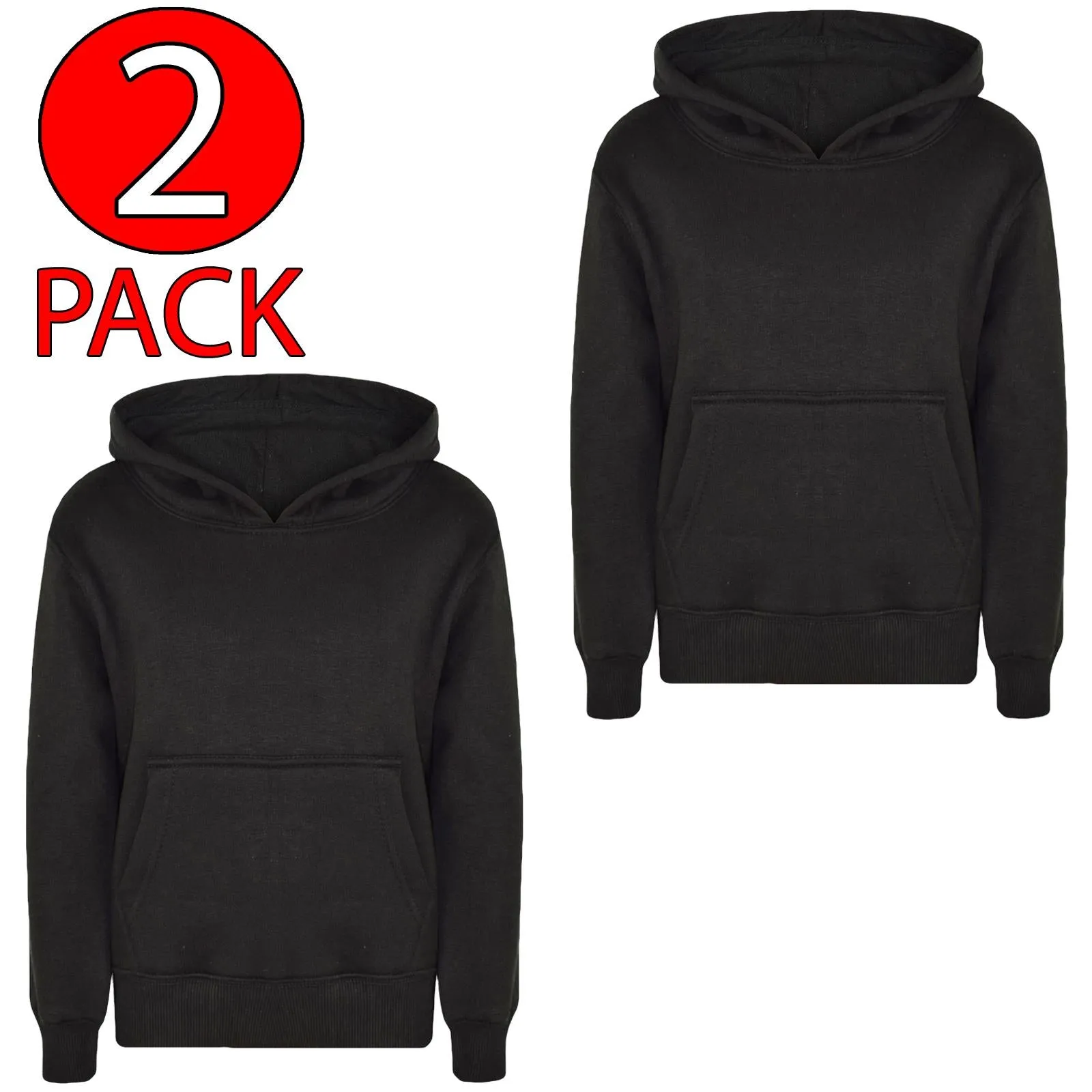 2 Pack Kids Casual Fleece Pullover Hoodie