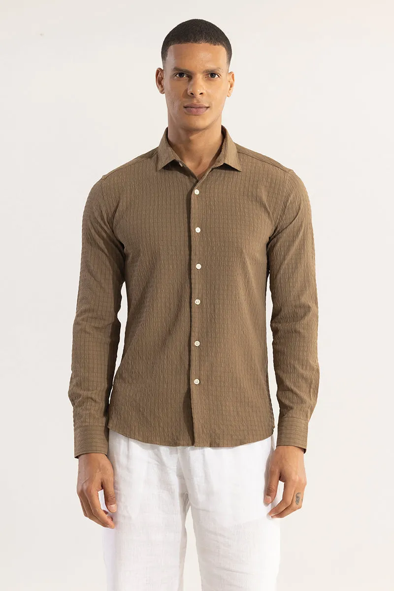 AiryCheck Brown Seer Sucker Shirt