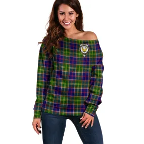 Arnott Tartan Off Shoulder Women Sweater with Family Crest