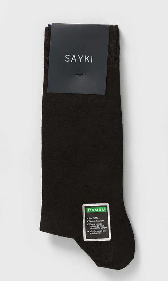 Basic Bamboo Black-Black Socks, Brown-Navy