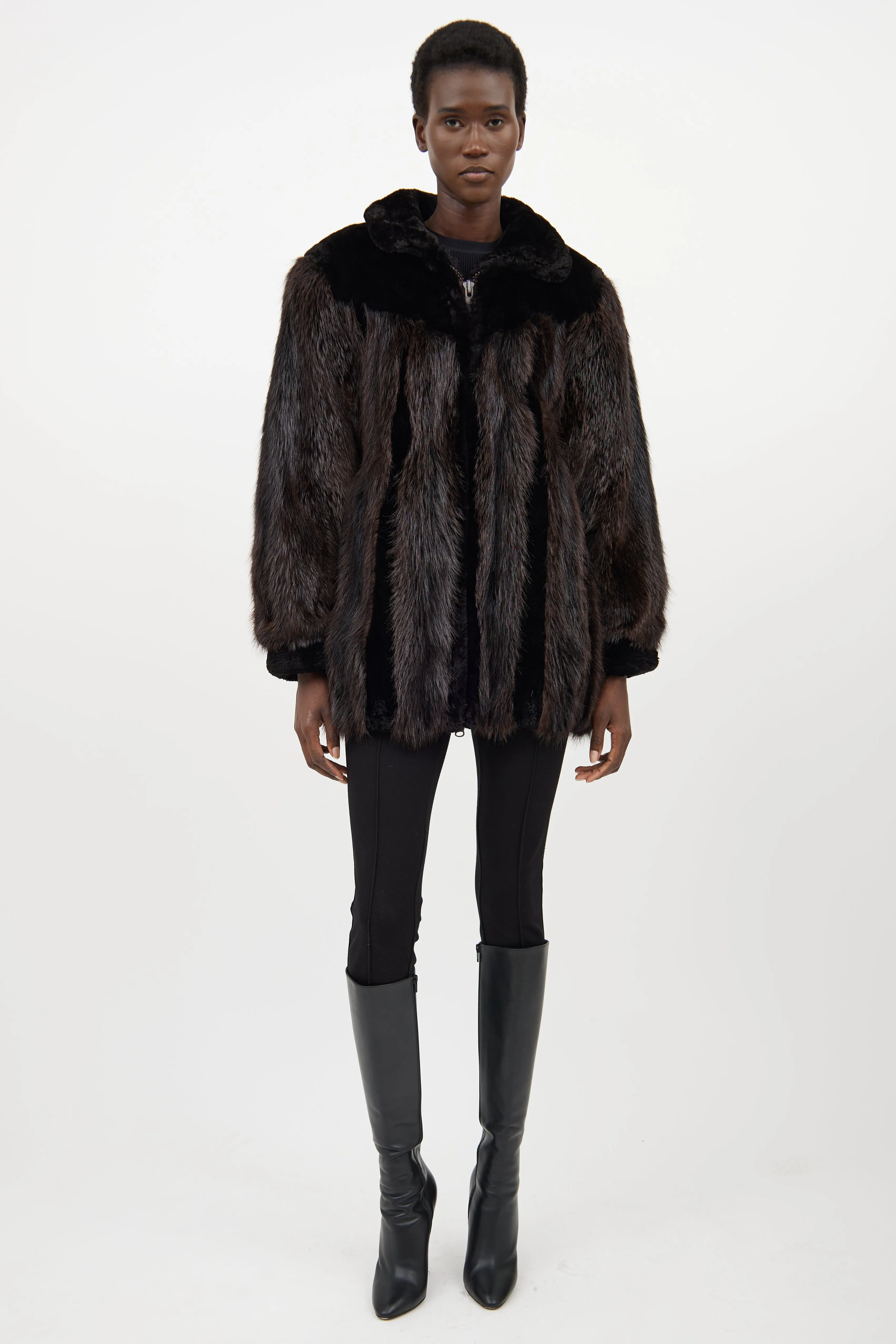 Black & Brown Fur Jacket