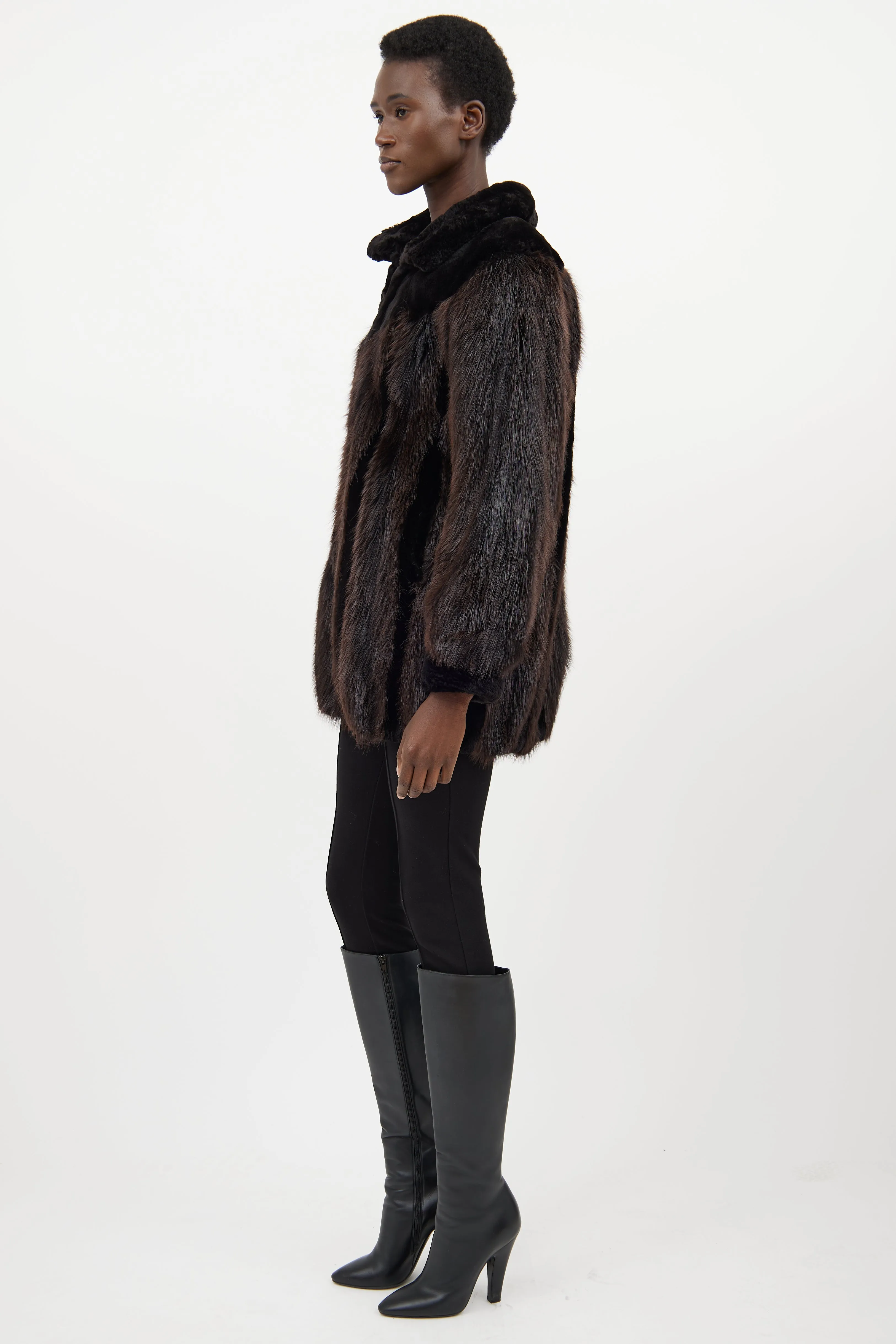 Black & Brown Fur Jacket