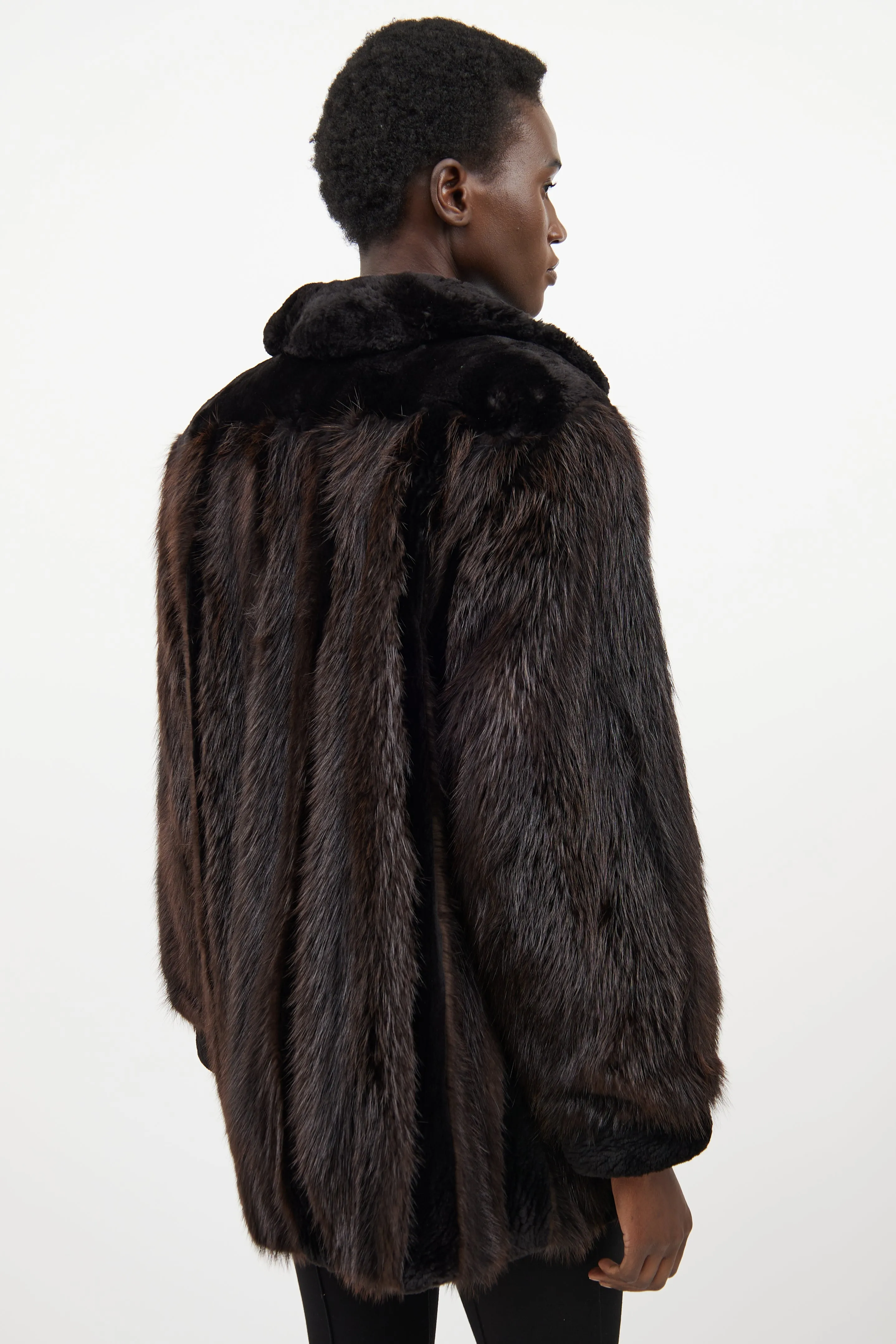 Black & Brown Fur Jacket