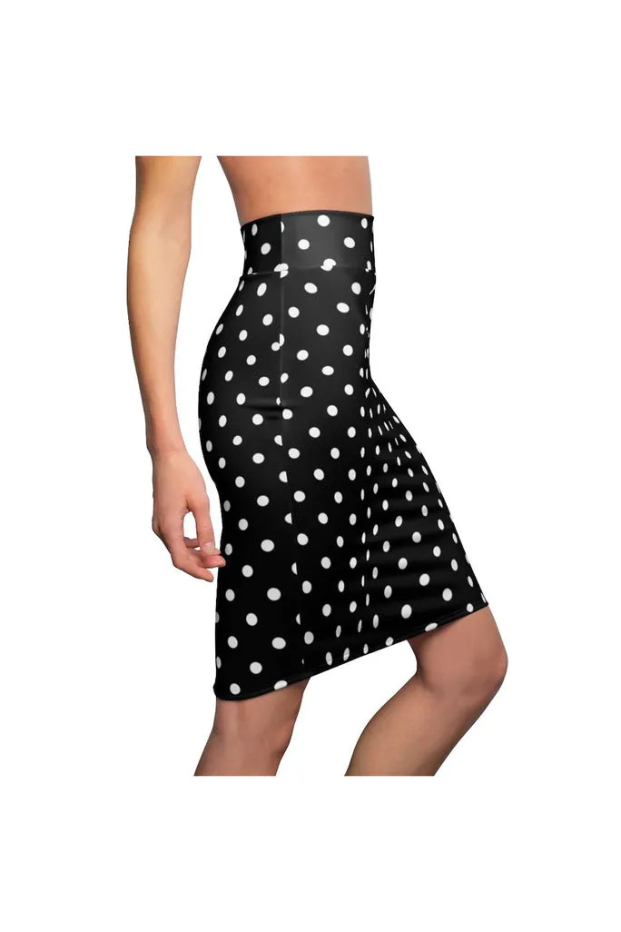 Black and White Polka Dot Women's Pencil Skirt