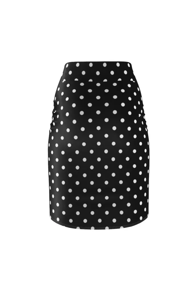 Black and White Polka Dot Women's Pencil Skirt