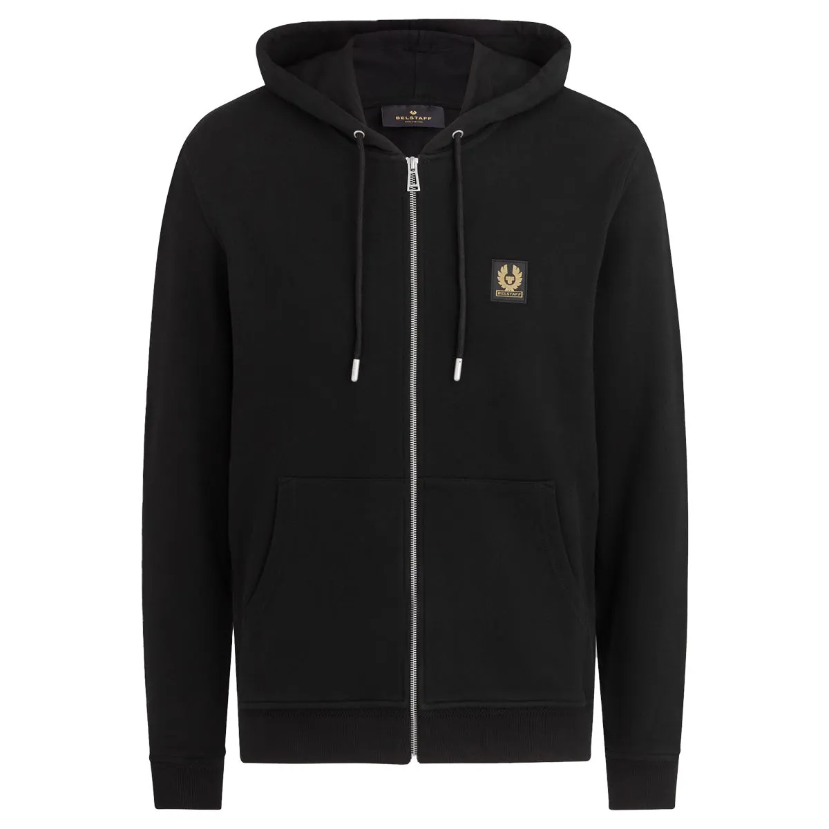 Black Jersey Cotton Full Zip Hoodie