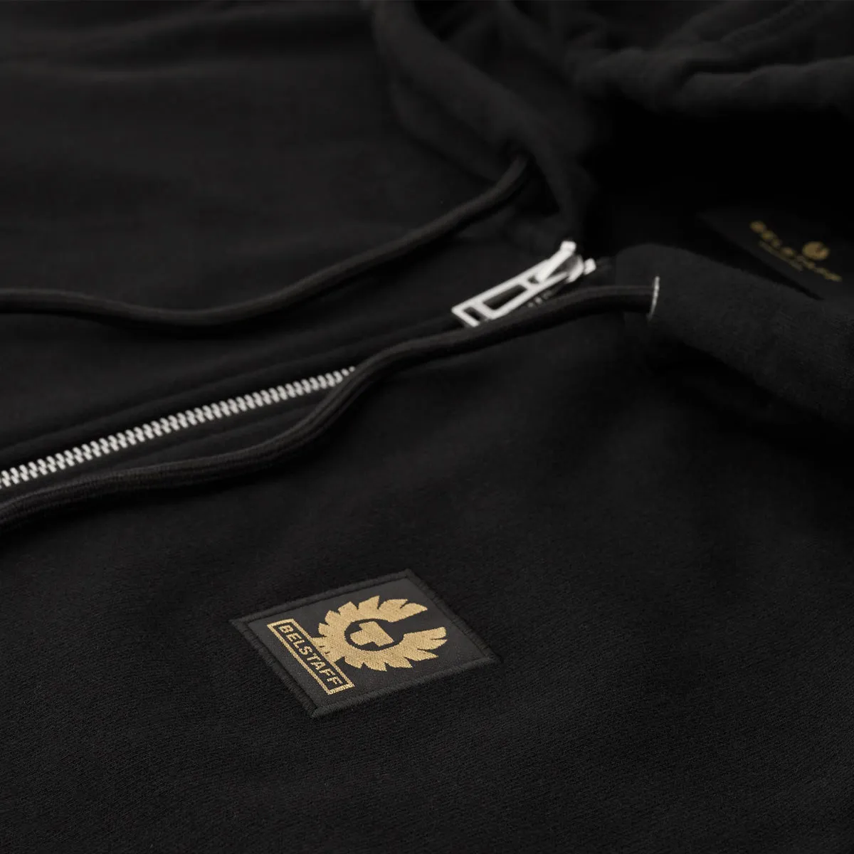 Black Jersey Cotton Full Zip Hoodie