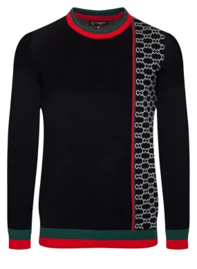 Black Men's Luxury Sweater Red-Green Design Regular-Fit Style No: SW-142