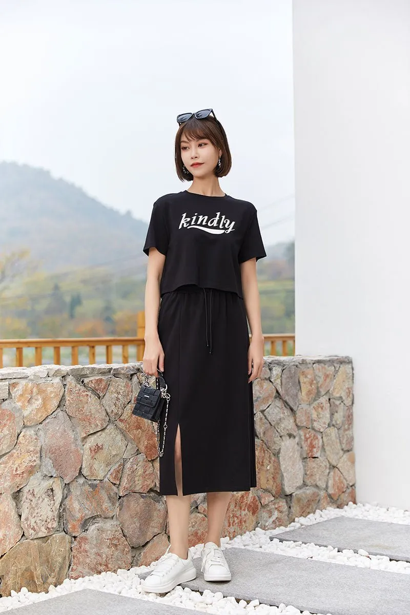 Black Retro Slit Long Skirt