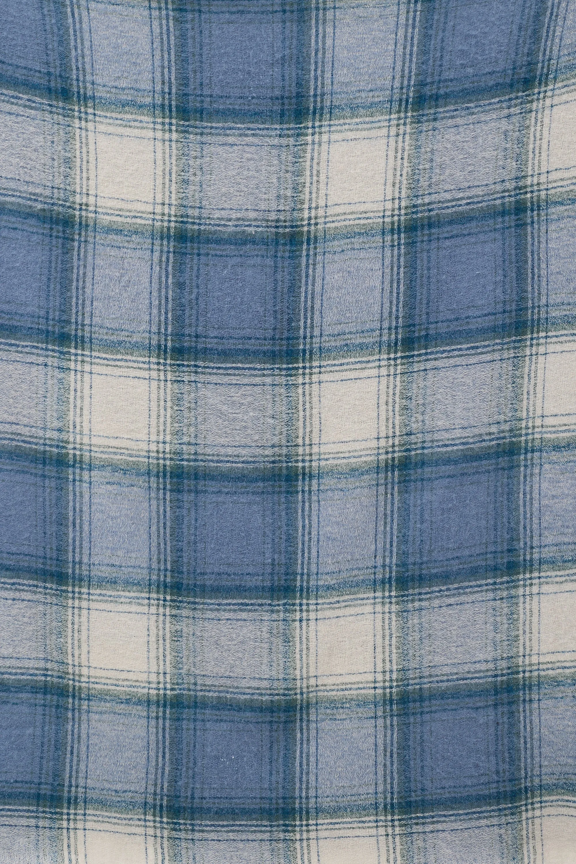 Blue & White Wool Plaid Suzanne Scarf