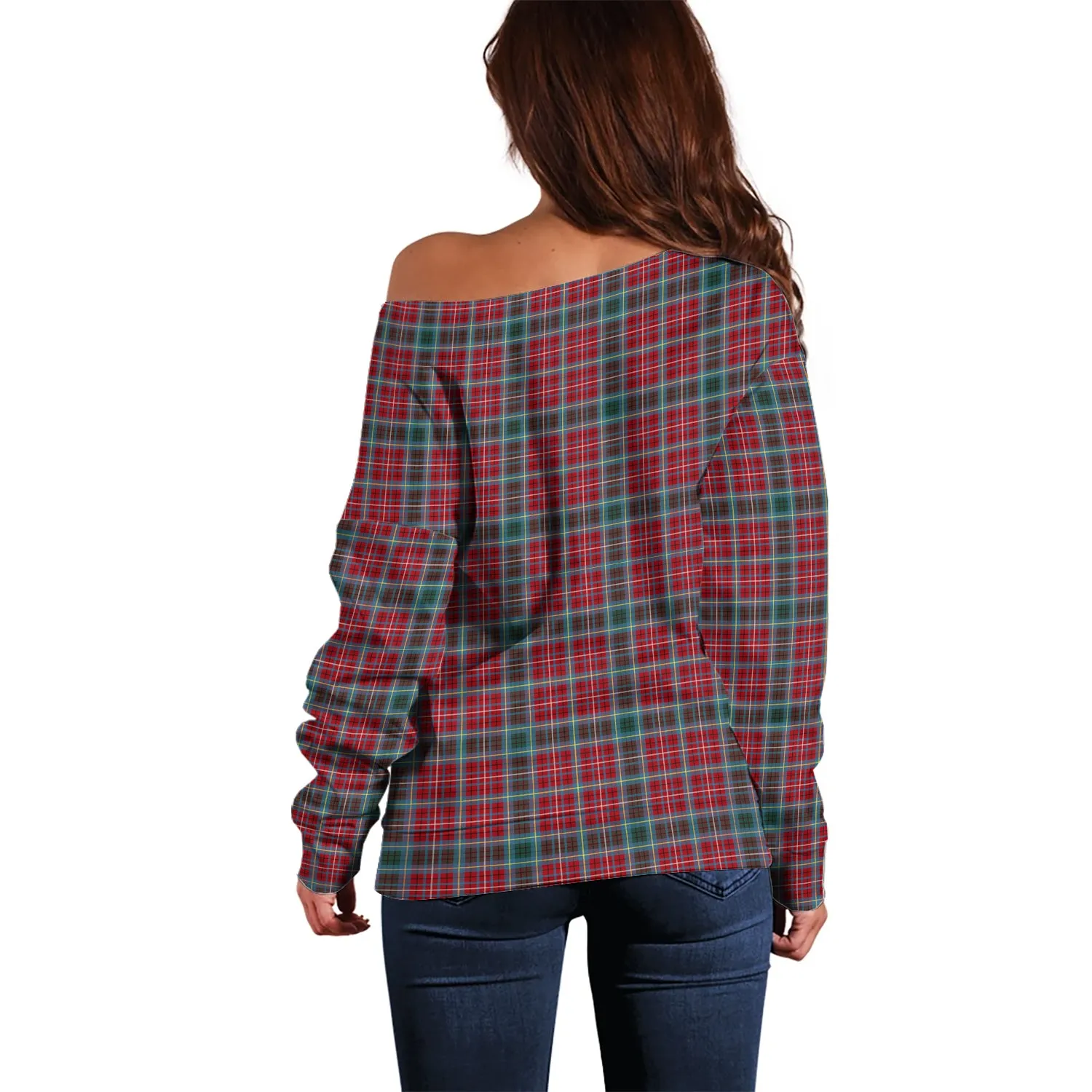 British Columbia Province Canada Tartan Off Shoulder Women Sweater