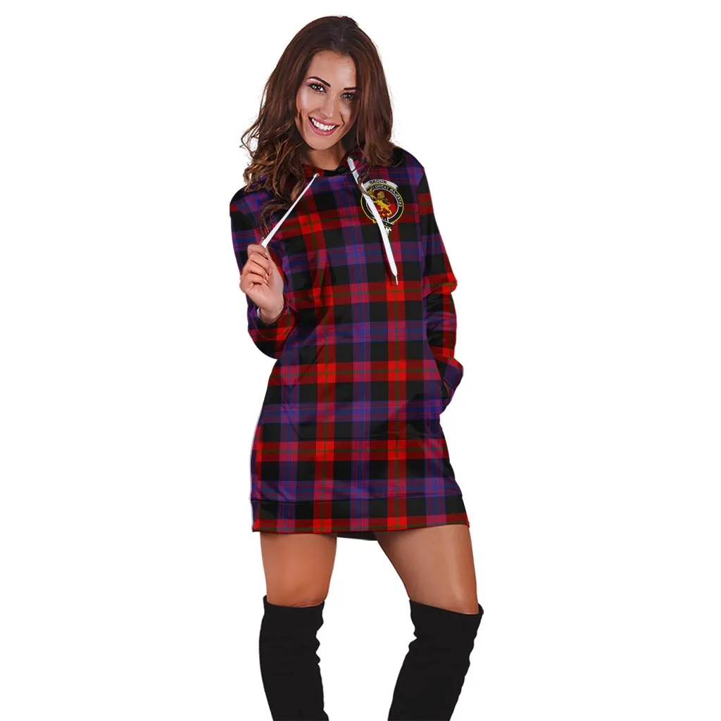 Broun Modern Tartan Hoodie Dress with Family Crest