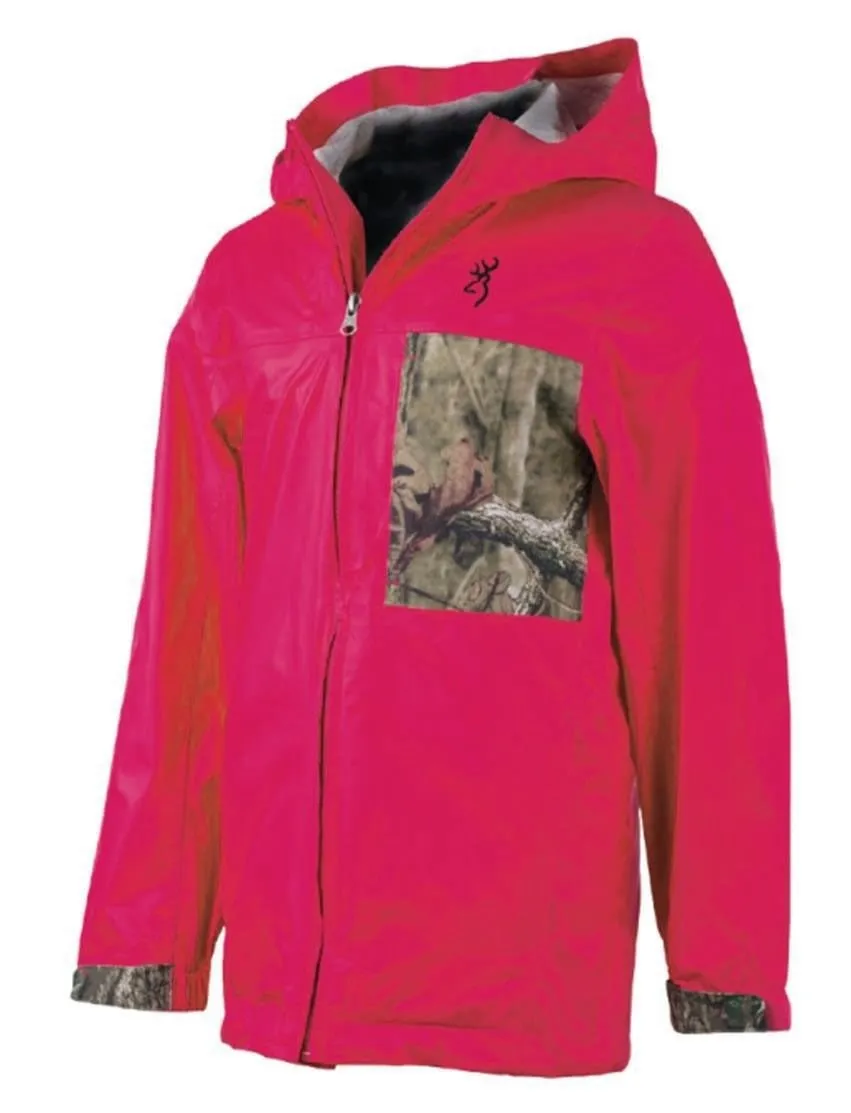 Browning Kid's Boone Fuchsia Nylon Rain Jacket, Medium