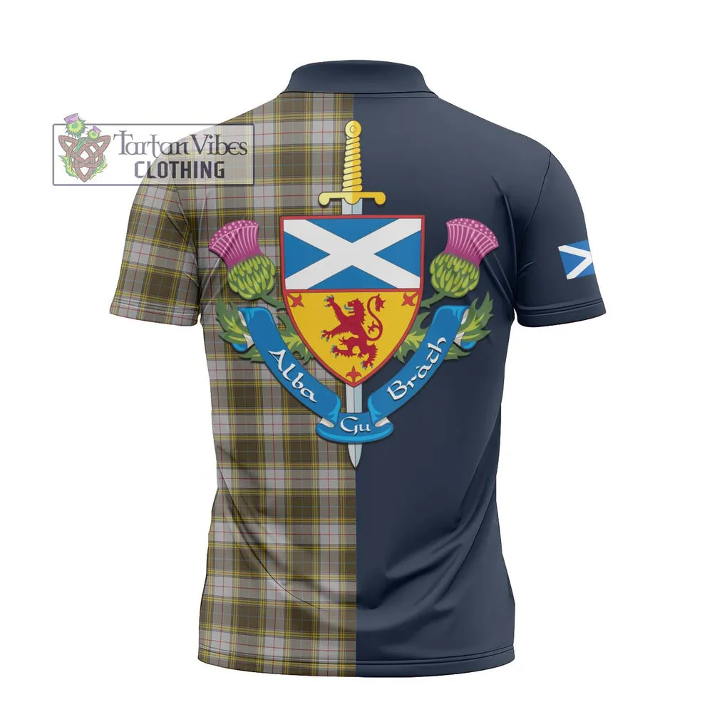 Buchanan Dress Tartan Zipper Polo Shirt Alba with Scottish Lion Royal Arm Half Style