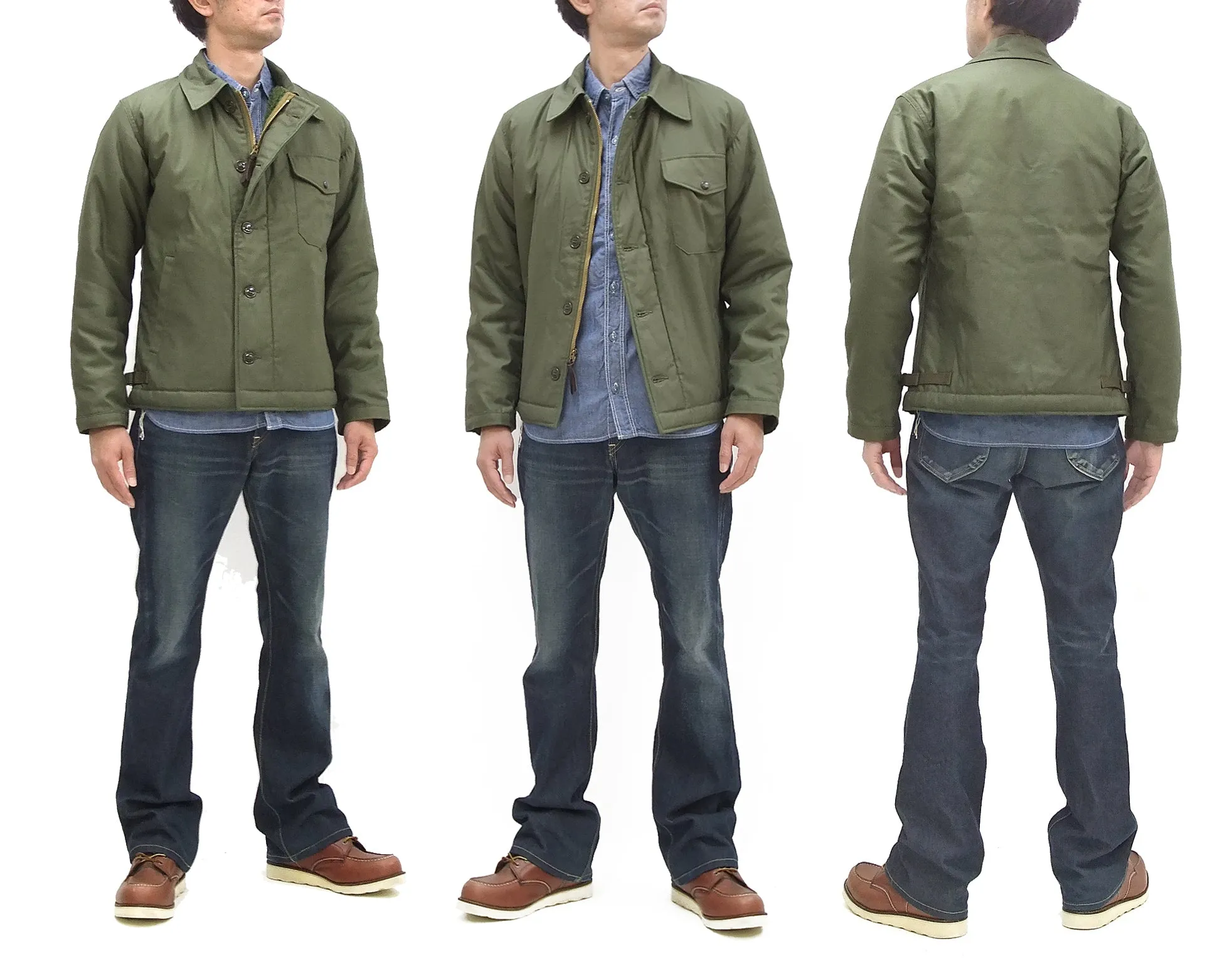 Buzz Rickson Jacket Men's Reproduction of US Navy A-2 Deck Jacket BR14956 A2 Olive