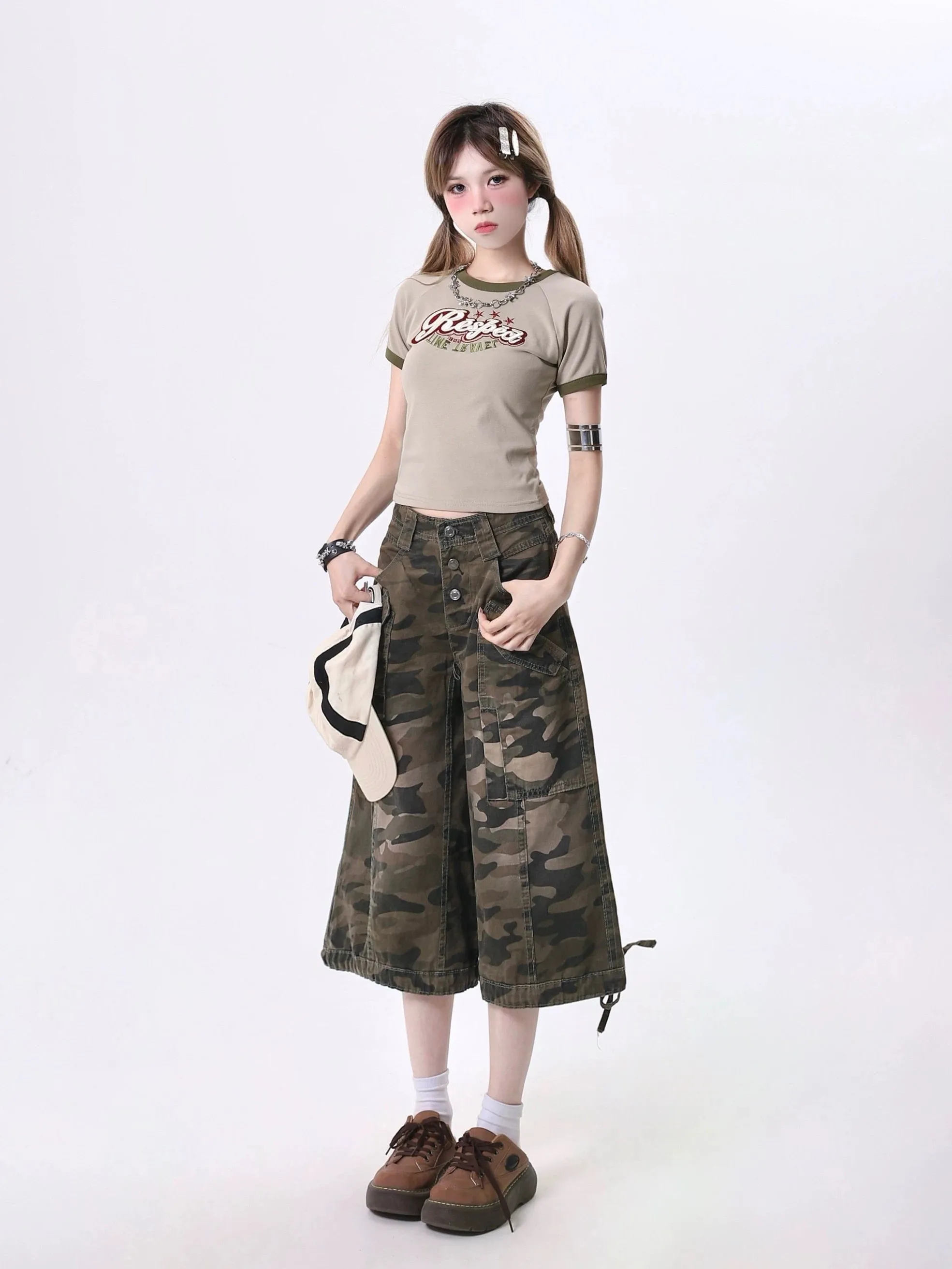 Camo Cargo Culottes / カモフラージュ カーゴ キュロットパンツ