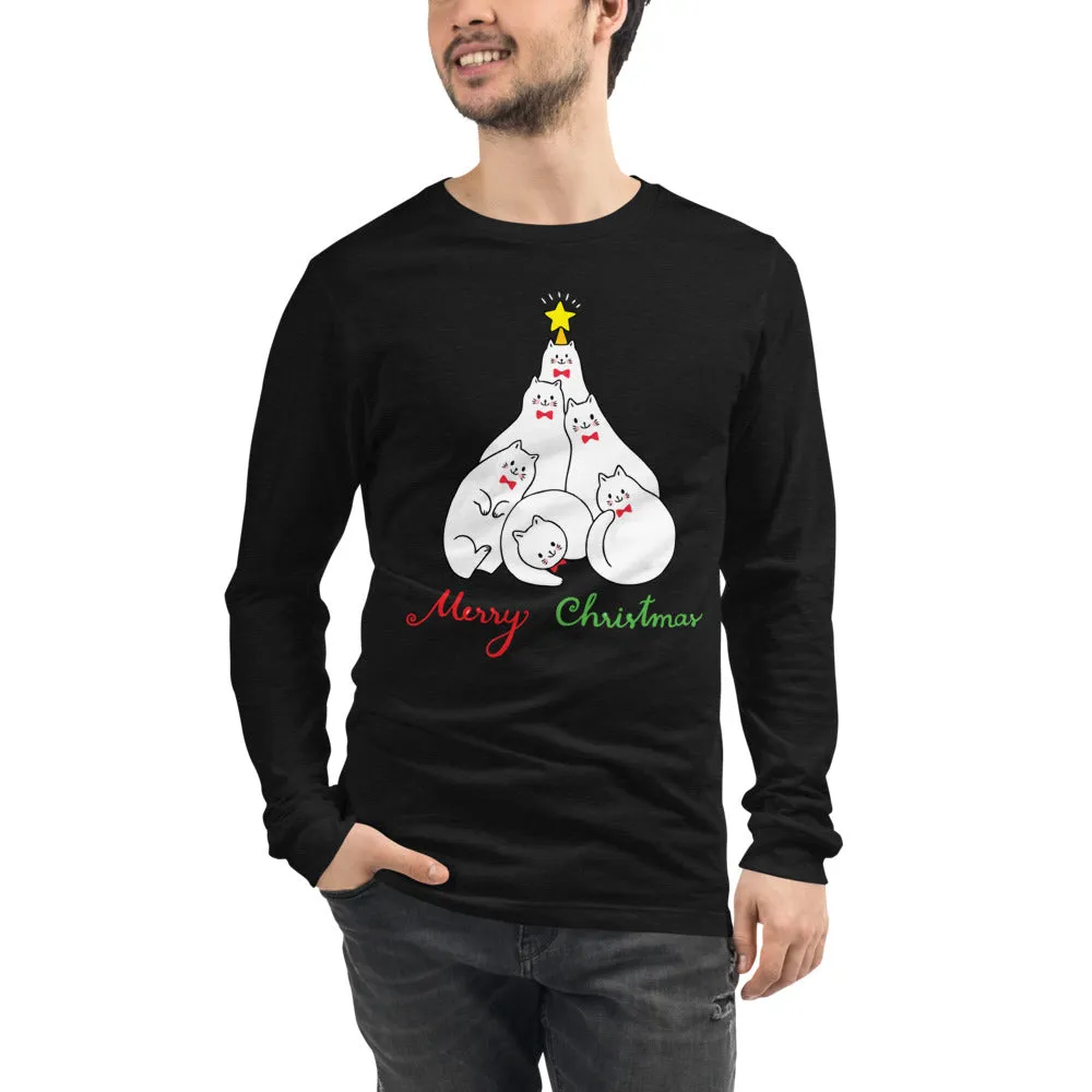 Cats Christmas Tree Men's Long Sleeve Tee