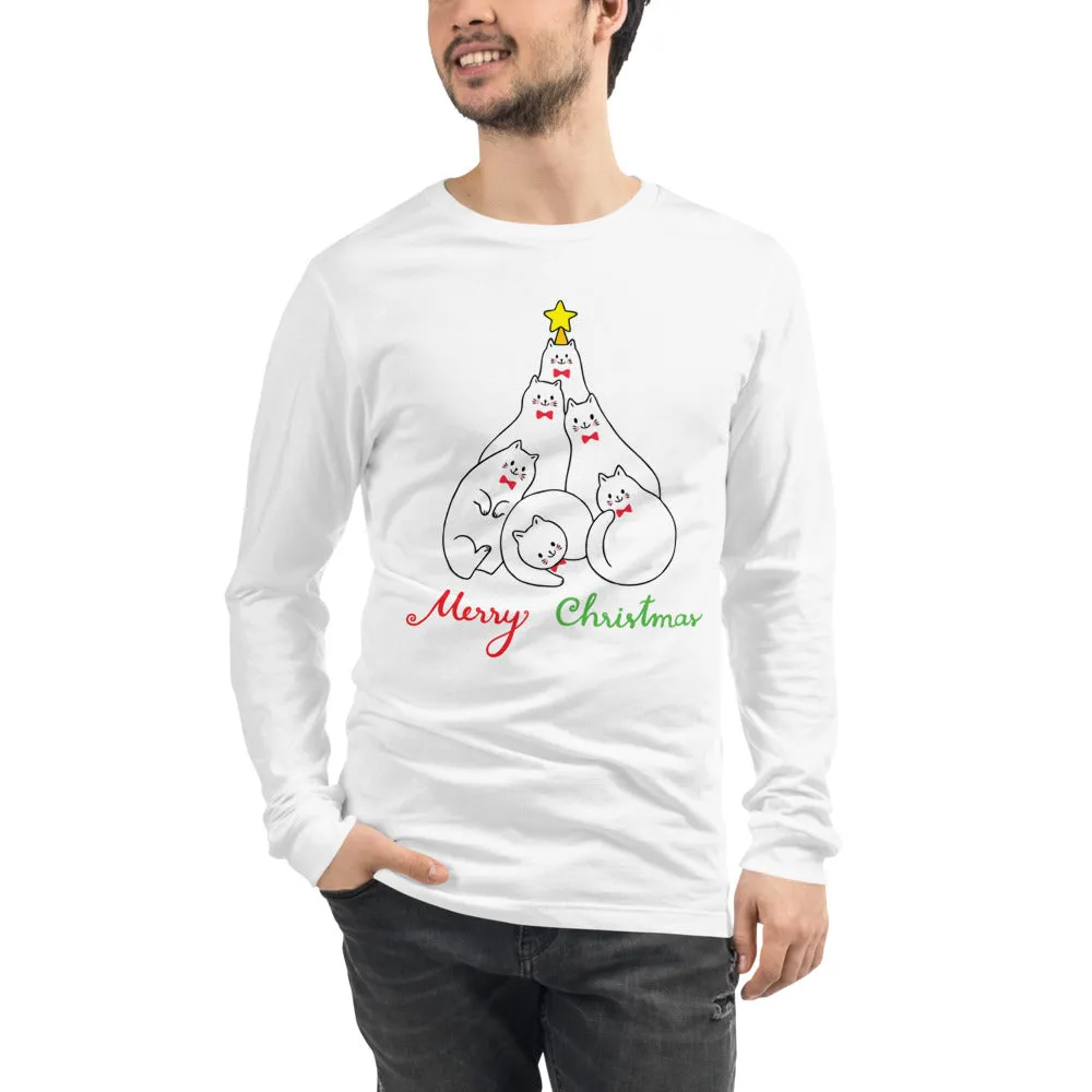 Cats Christmas Tree Men's Long Sleeve Tee