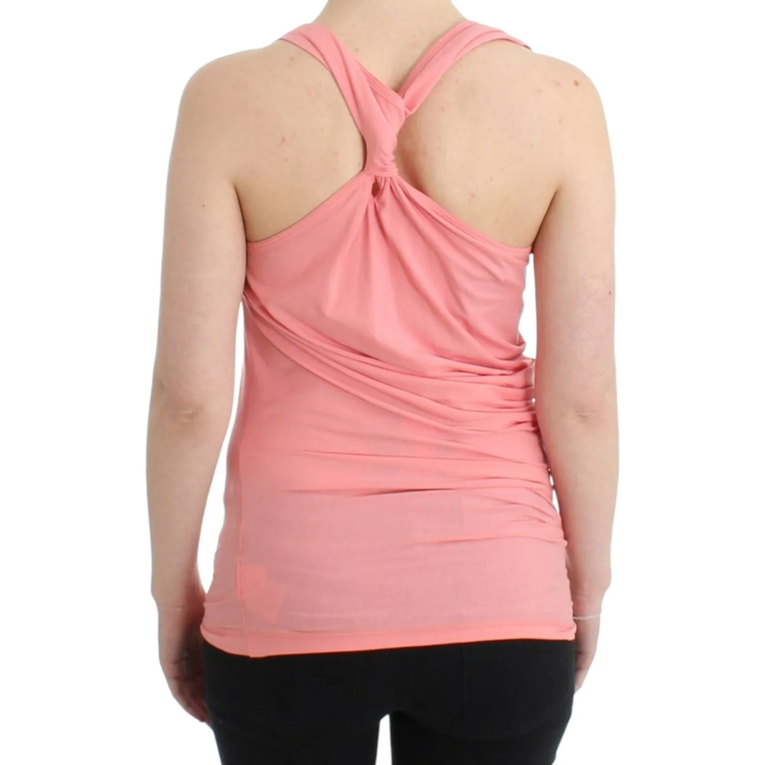 Cavalli Chic Pink Cotton Blend Tank Top