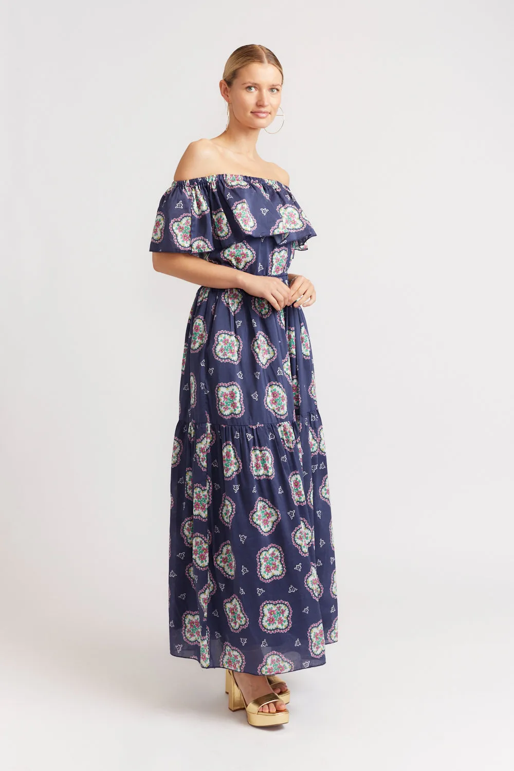 Cha Cha Dress in Navy Mosaic