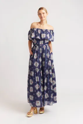 Cha Cha Dress in Navy Mosaic