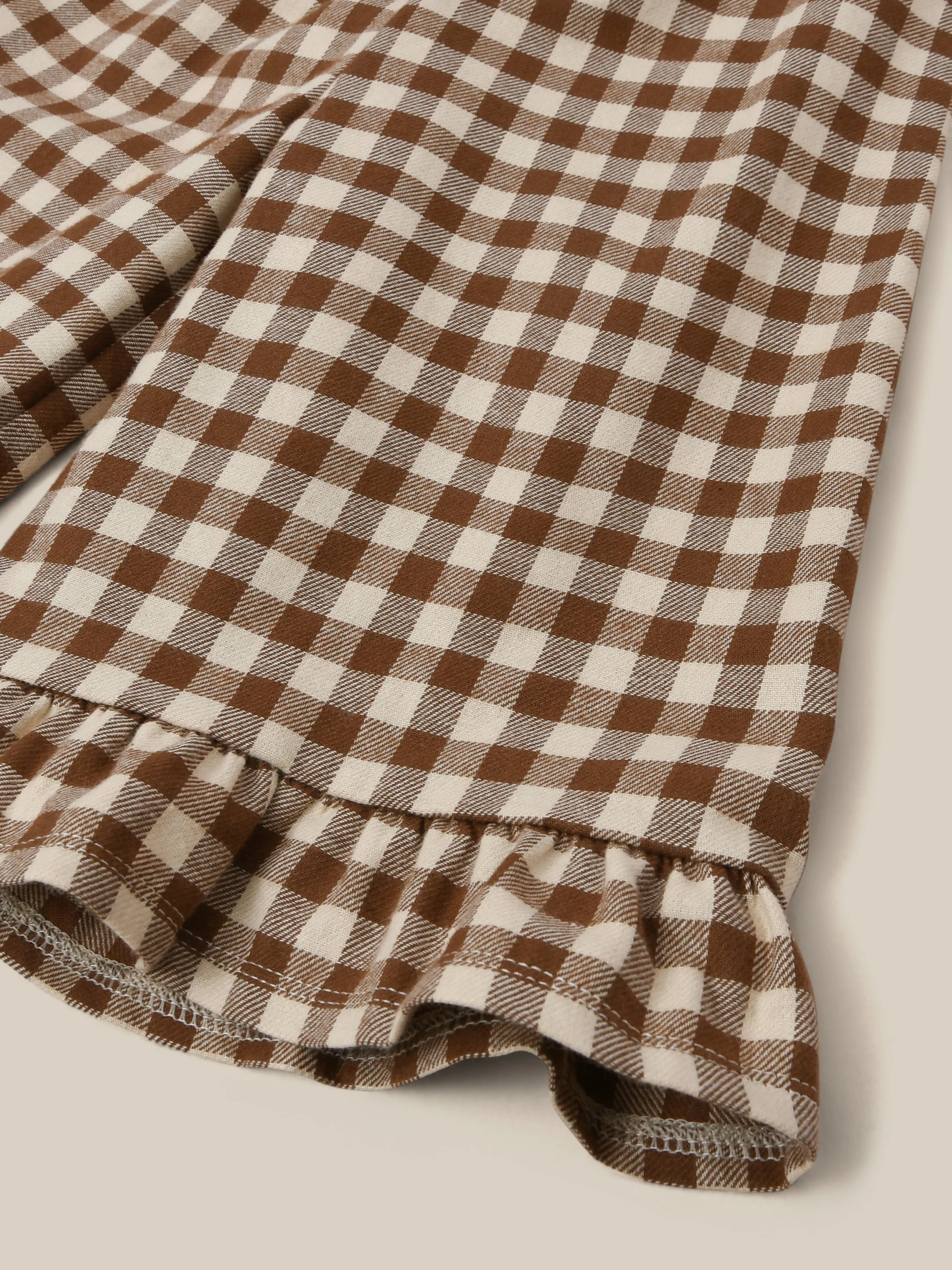 Chestnut Gingham Frill Culottes