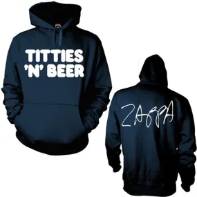 CLEARANCE - Hoodie - Frank Zappa - Titties N Beer - Navy - Pullover