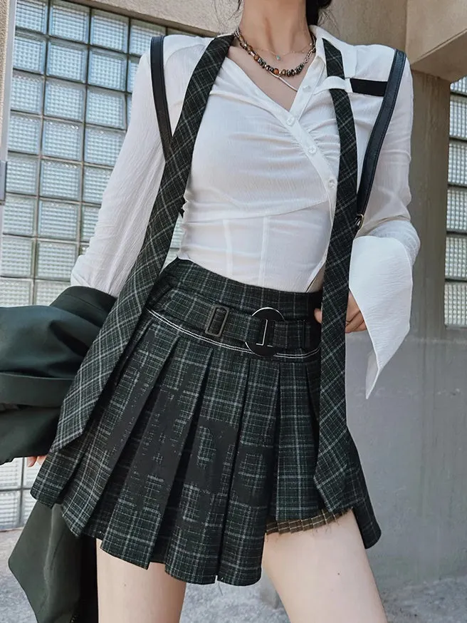 College British Style Shirt ＆＆Vest & Pleated Culottes ＆ Jacket【s0000003992】