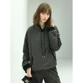 Comfy Knitted Charcoal Hooded Sweater