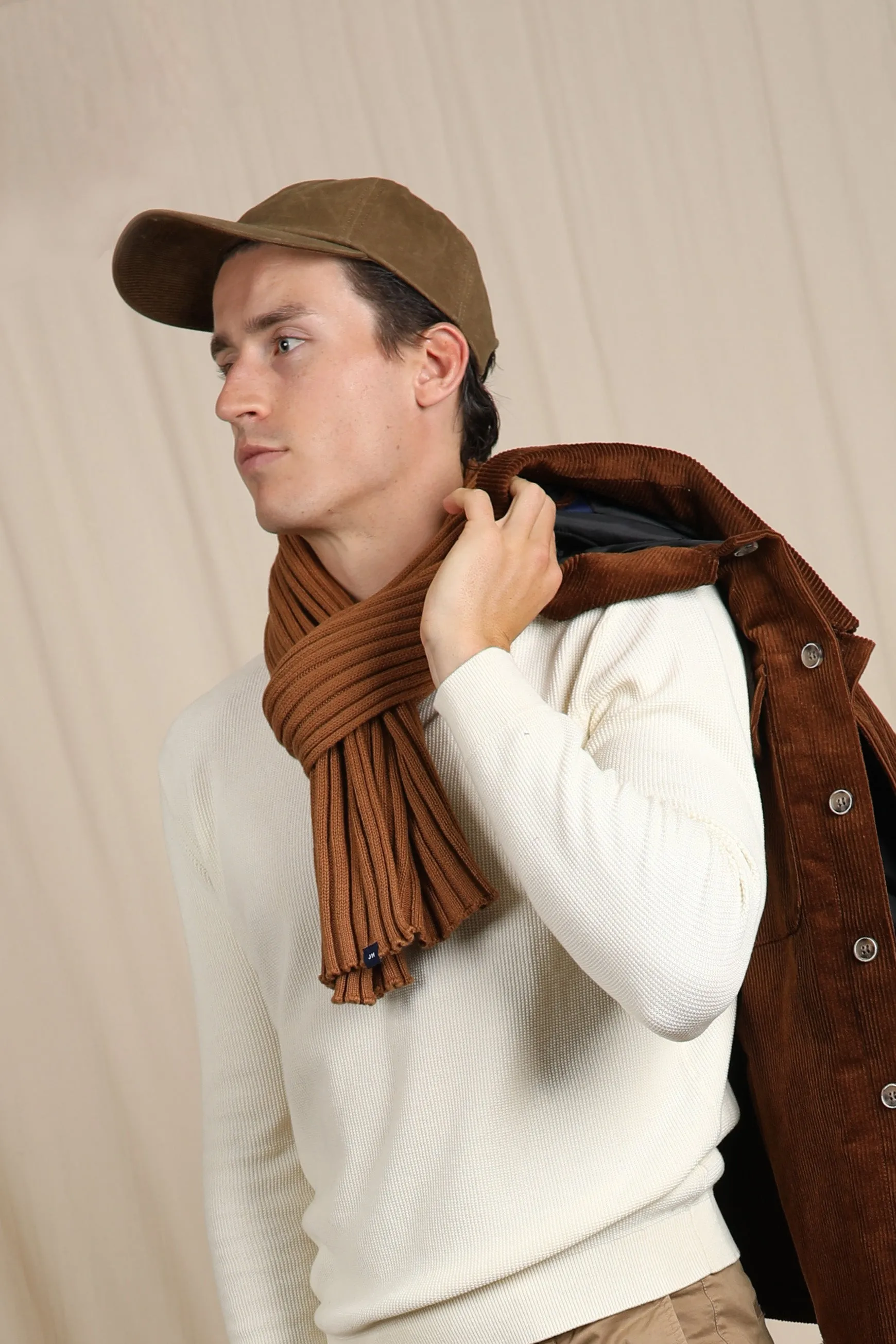 Cotton Cashmere Tobacco Rib Scarf