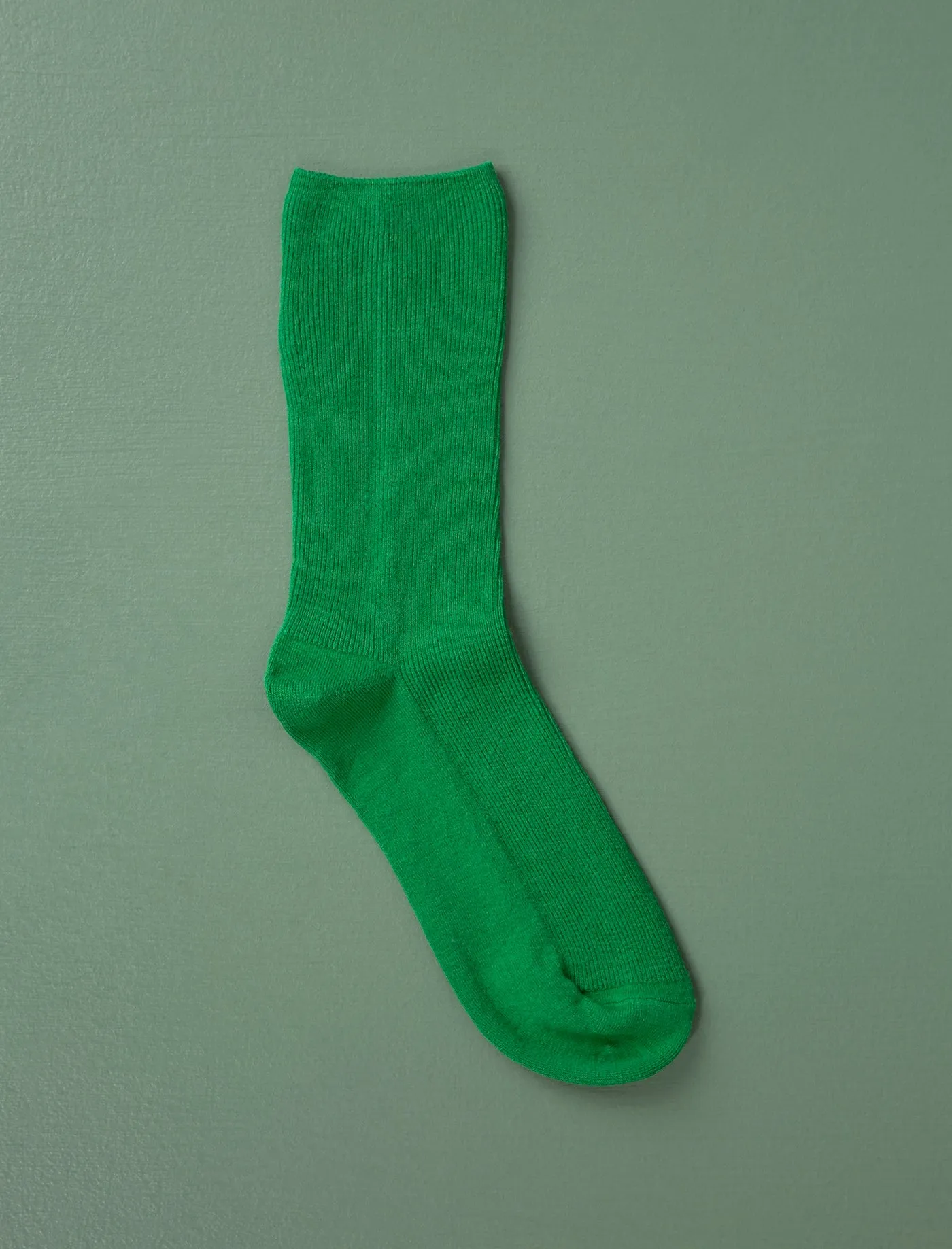 Cotton Fine Ribbed Socks // Emerald