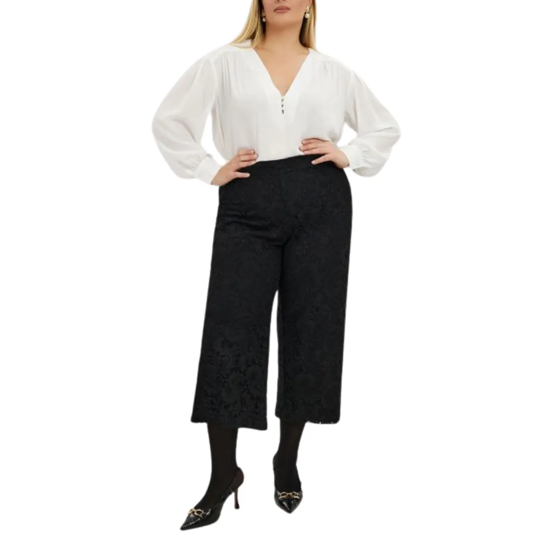 Cropped Lace Trousers - Plus Size