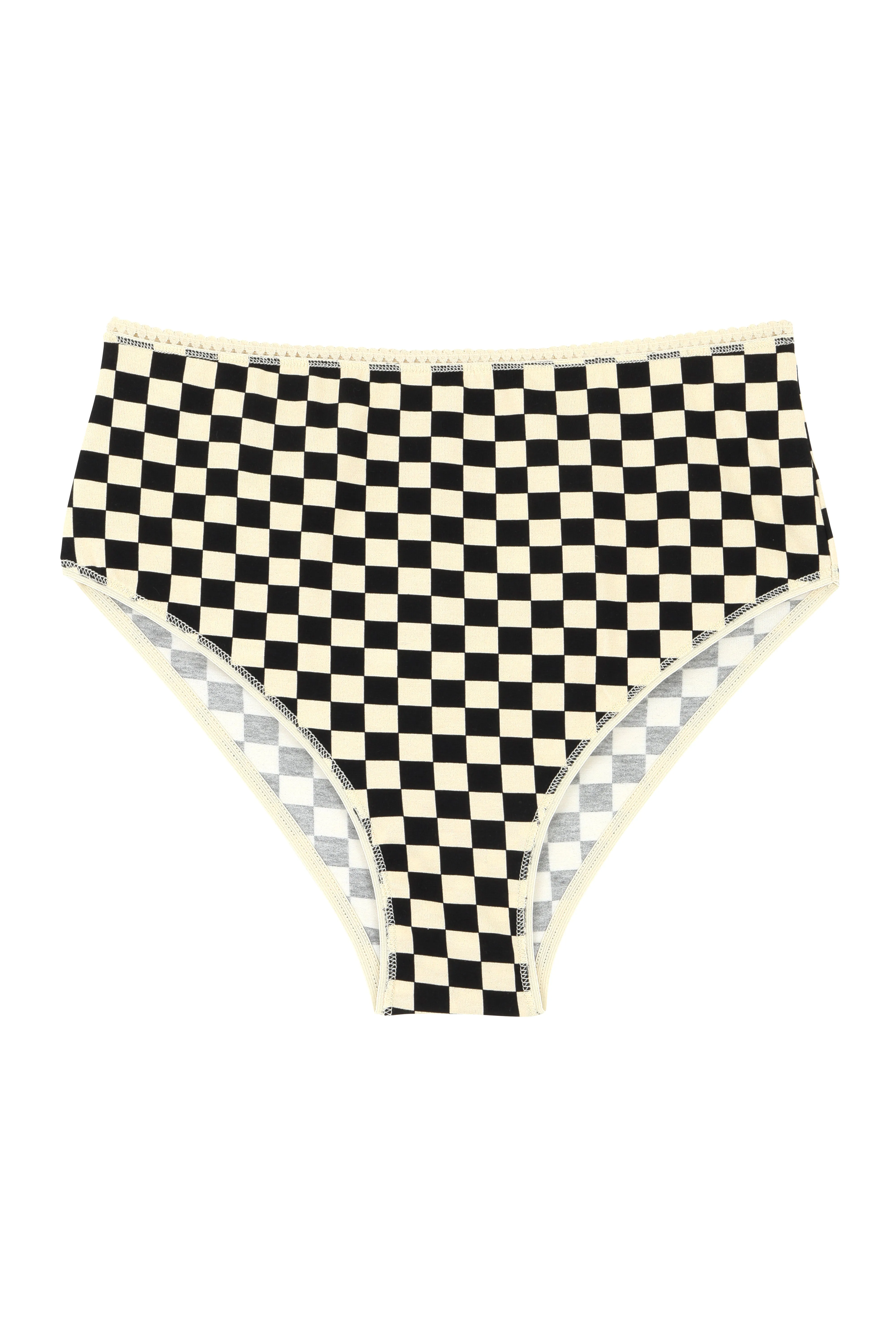 Culotte Taille Haute Coton BIO - Damier Noir