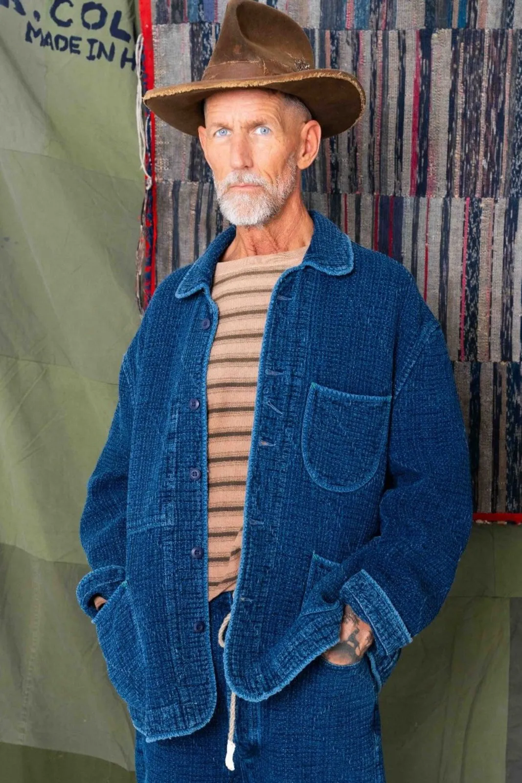 Cunningham Jacket Sashiko Sunfaded Indigo