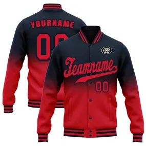 Custom Blue Red Fade Fashion Jacket Bomber Full-Snap Varsity Letterman Personalized Jacket FZ005-D020229-4