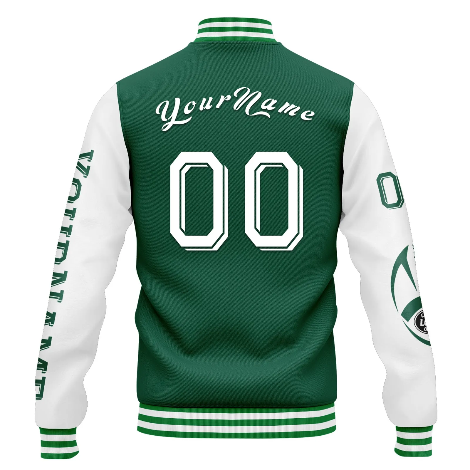 Custom Green White New York Jacket Bomber Full-Snap Varsity Letterman Personalized Jacket FZ005SX-D020290-28