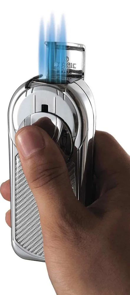 Dobrev Five Torch Cigar Lighter - Chrome and White Carbon Fiber