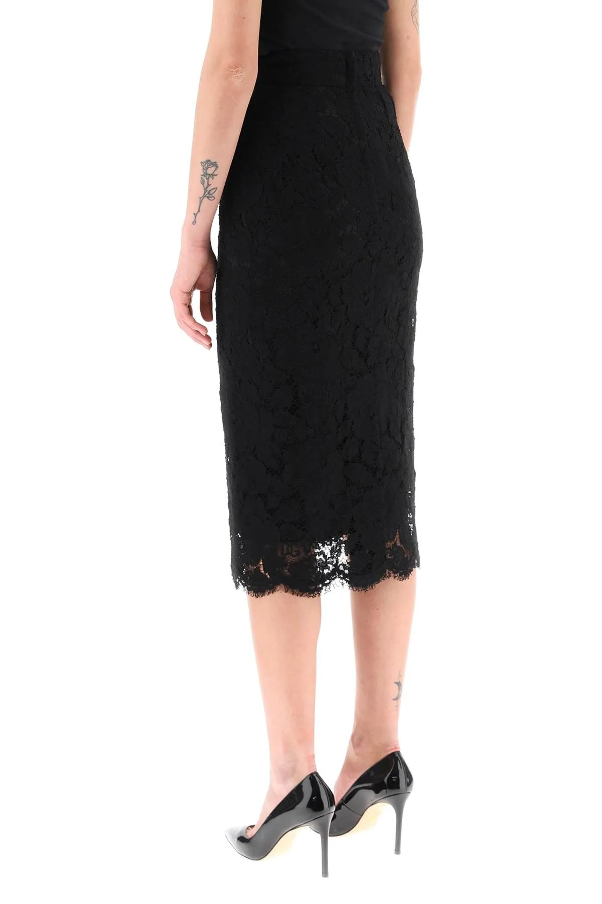 Dolce & gabbana midi lace pencil skirt