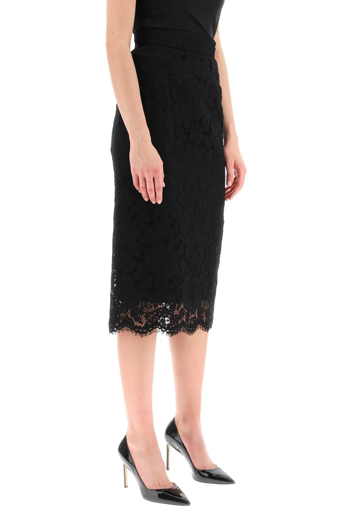 Dolce & gabbana midi lace pencil skirt