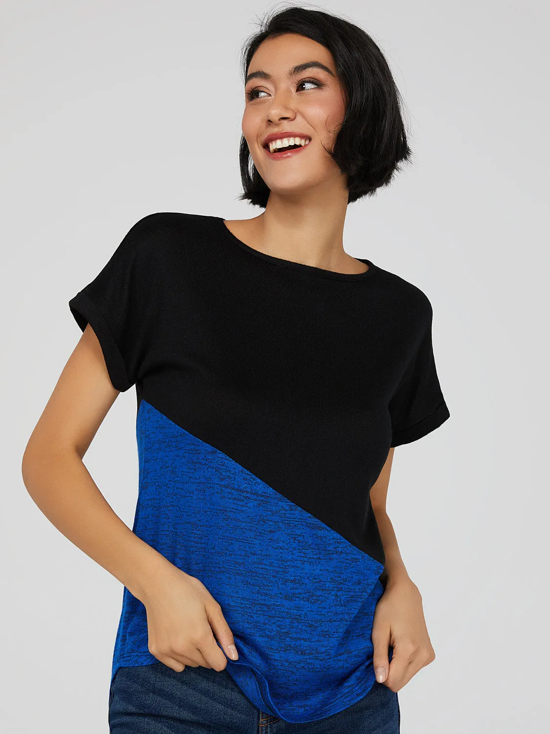 Dolman Sleeve Colour Block T-Shirt