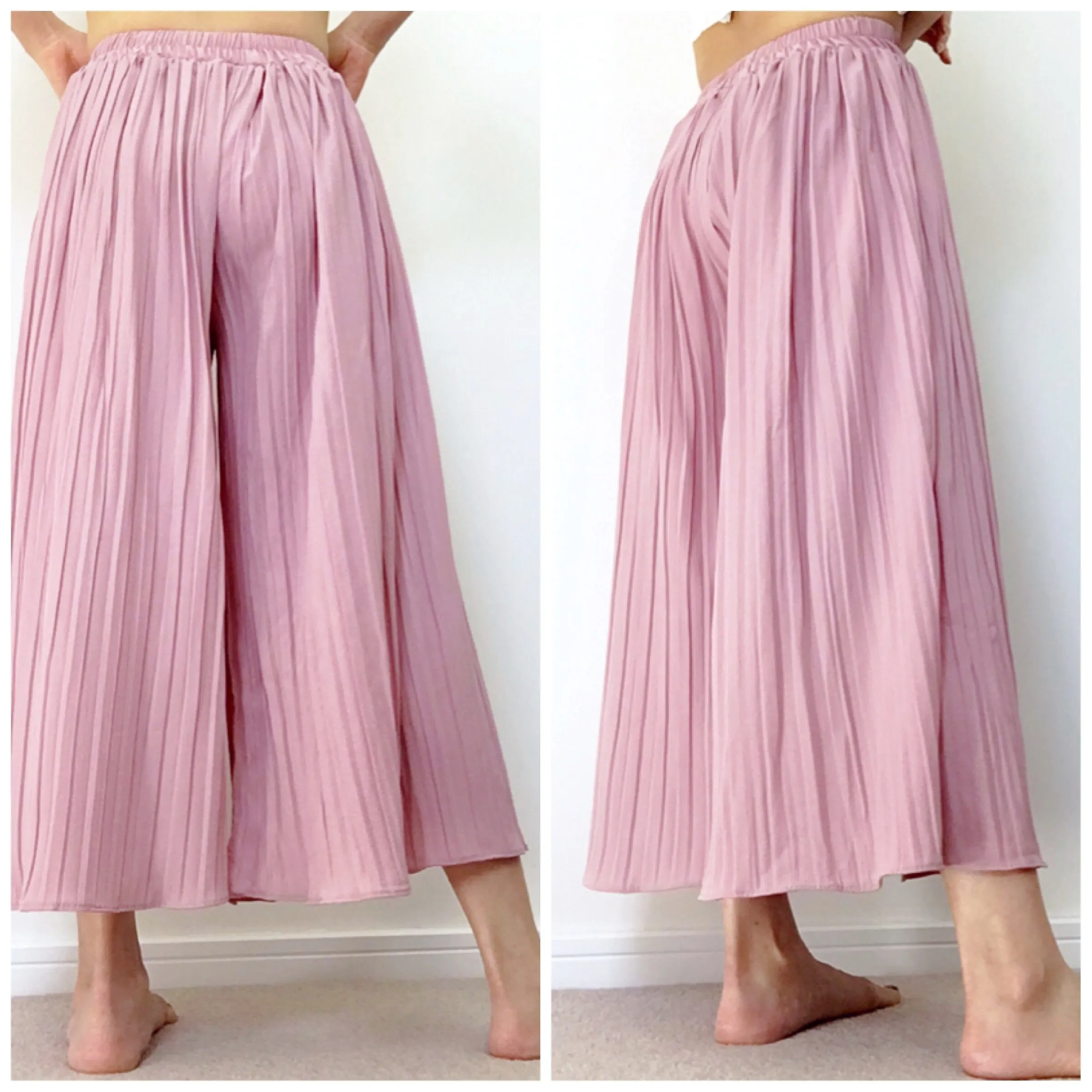 DUSTY PINK PLEATED CULOTTES PANTS TROUSERS