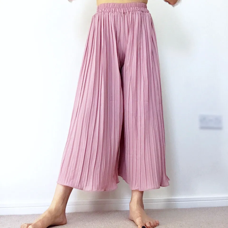 DUSTY PINK PLEATED CULOTTES PANTS TROUSERS