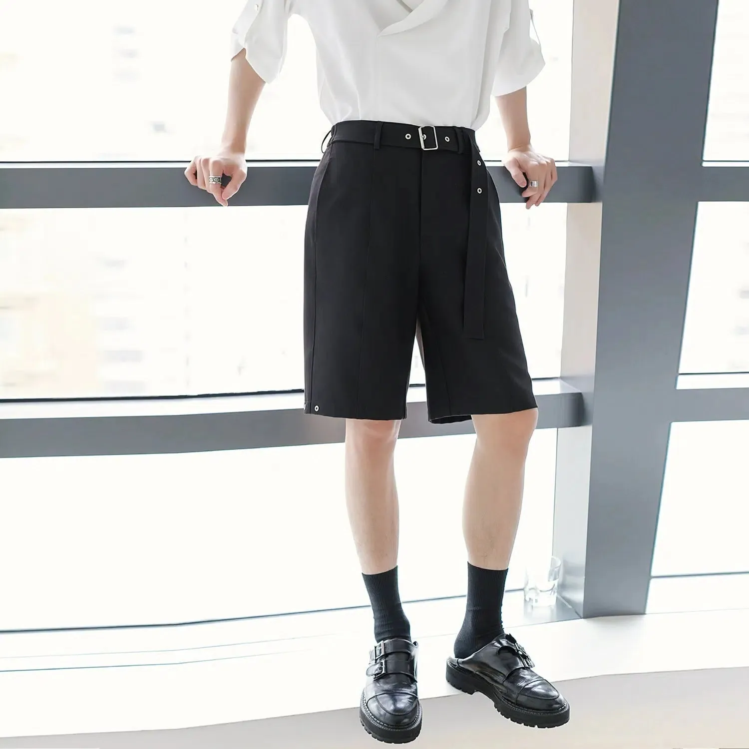 Elastic Waist Belted Culottes Shorts